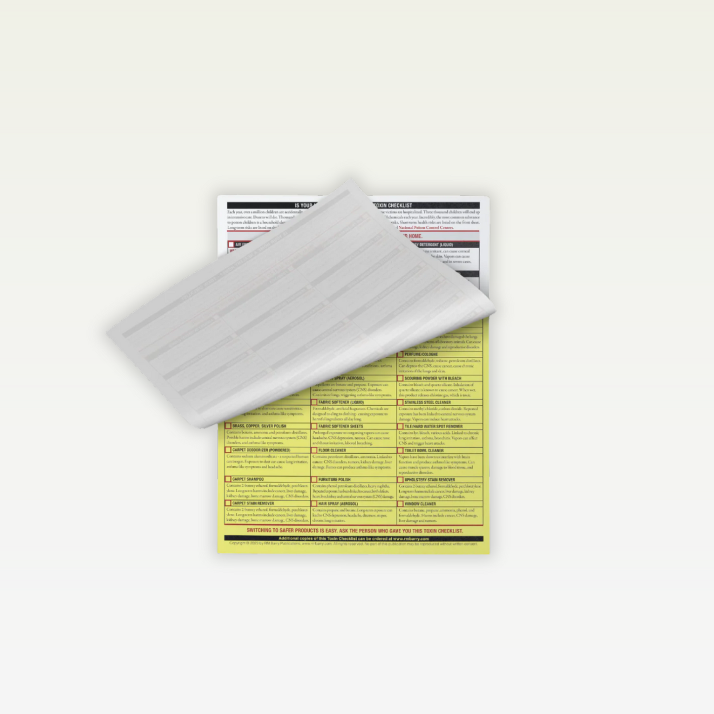 Toxin Checklist (Pack of 25)